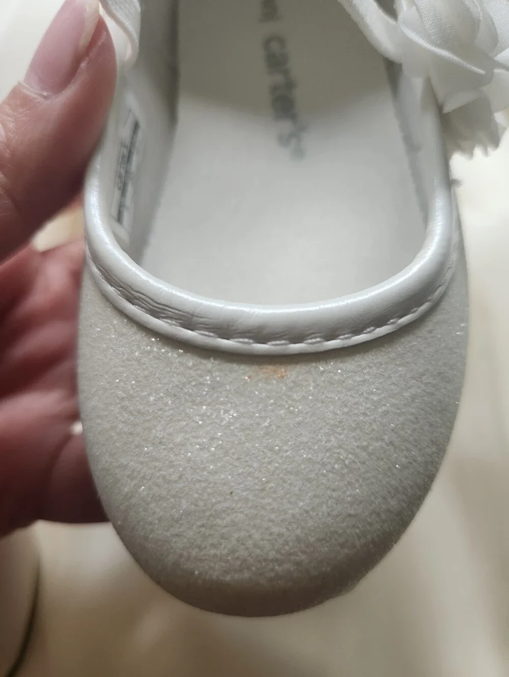 Carter's Size 5 White Sparkle Flower Girl  Holiday Shoes Ballet Flats